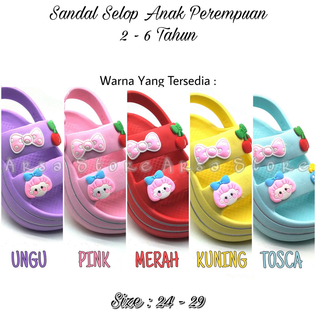 Sandal Selop Puji Anak Perempuan Umur 2 - 6 Tahun Tali Belakang / Sendal Lucu Terbaru Anak Cewek Viral kekinian