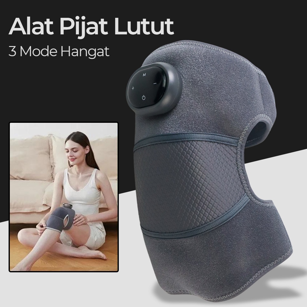 Alat Pijat Lutut Terapi Heating Knee Pad 3 Mode Hangat - D102 - Gray