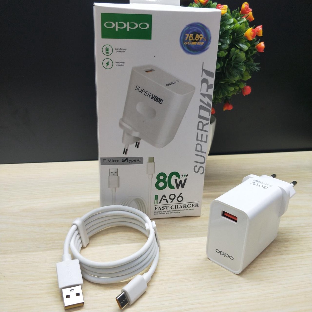 PROMO CHARGER OPPO A96 80W SUPPORT VOOC &amp; FAST CHARGING KABEL BATOK BY.SULTAN