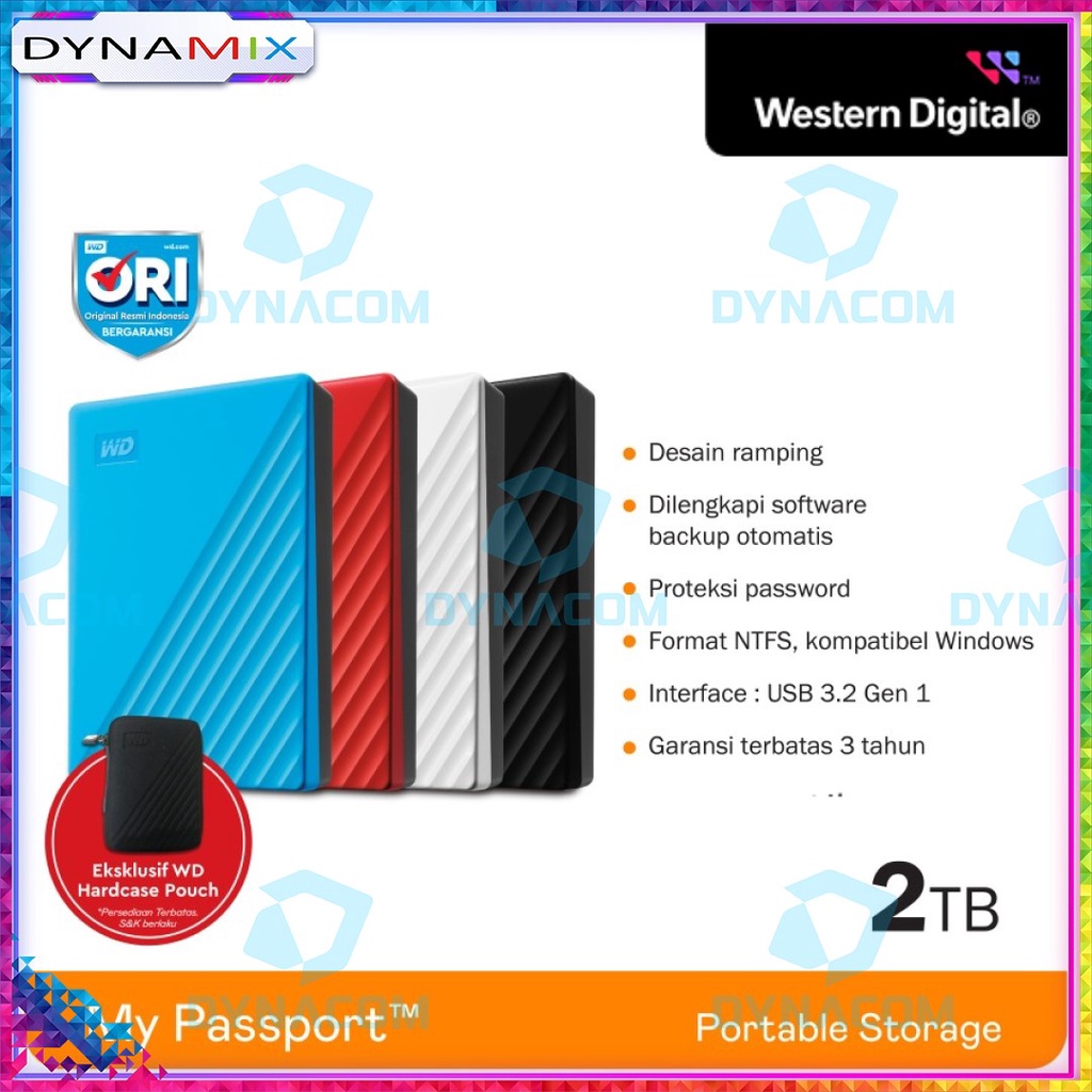 WD My Passport 2TB - HD HDD Hardisk Eksternal External 2.5&quot; USB 3.0