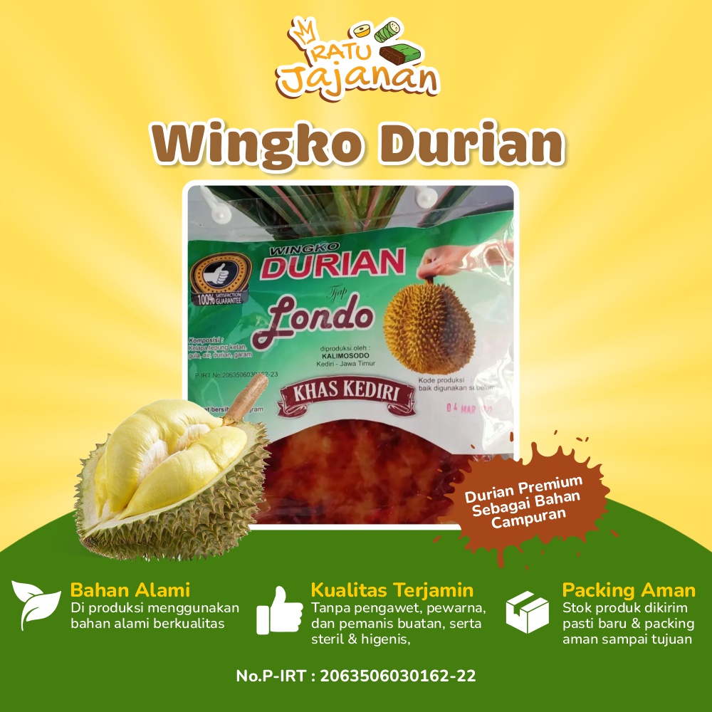 

Wingko Babat Tjap Londo Oleh-Oleh Kediri Wingko Durian Duren Asli 360 Gram Tanpa Pengawet Pewarna Jajanan Tradisional