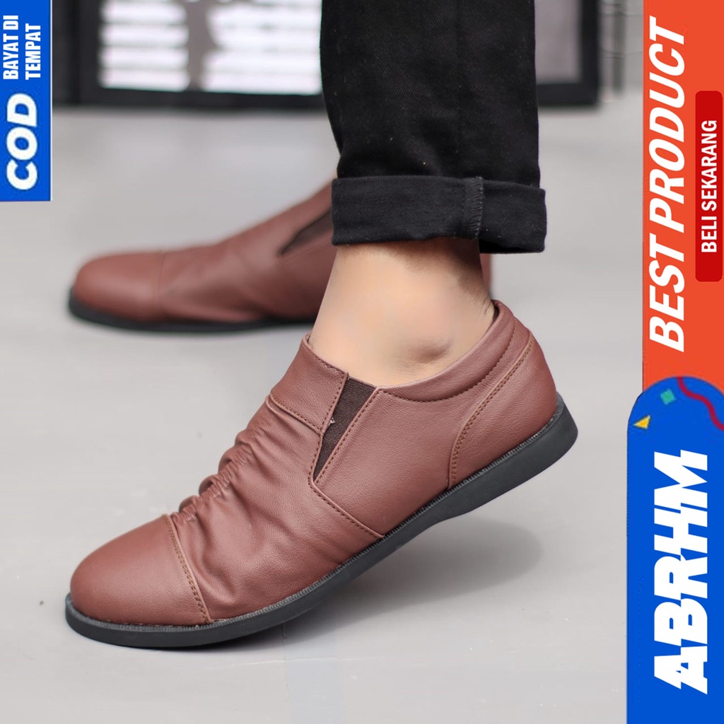 ABRHM X KERUT Sepatu Slip On Pria Sepatu Casual Pria Sepatu Pria Casual Kulit PU Cowo/Cowok Ori Sepatu Kasual Santai Gaya Keren Kekinian Anti Slip Original Murah Terlaris