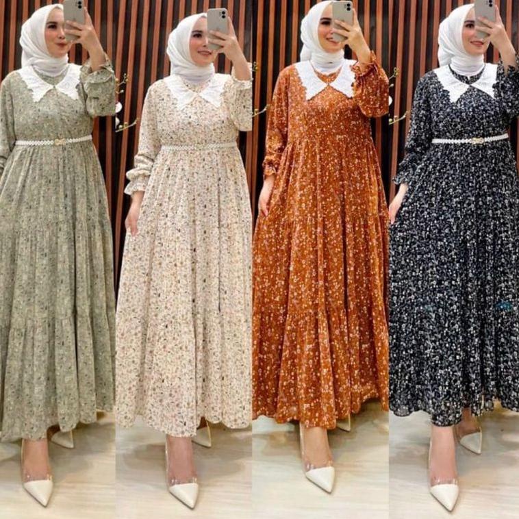 TERMURAH GAMIS CERUTY BABYDOL MOTIF KERAH KOREAN//CERUTY BABYDOLL RENDA KERAH//Ceruty Babydoll motif