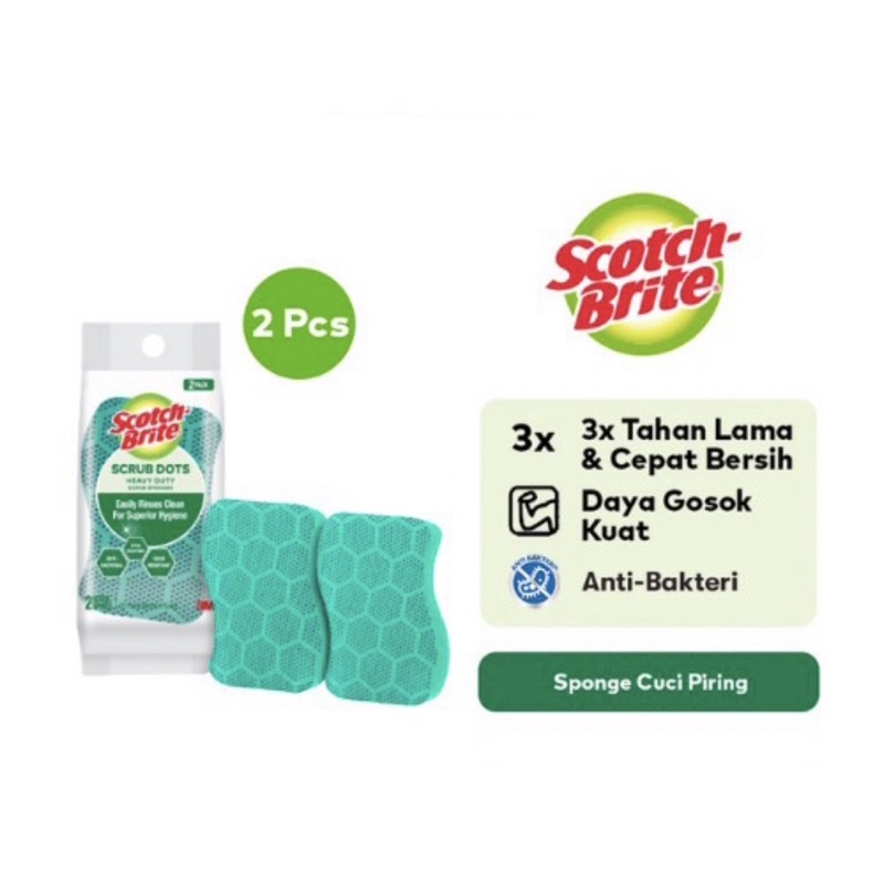 Scotch Brite 3M Sabut spons Scrub dots Daya gosok kuat HD SDHDPK2