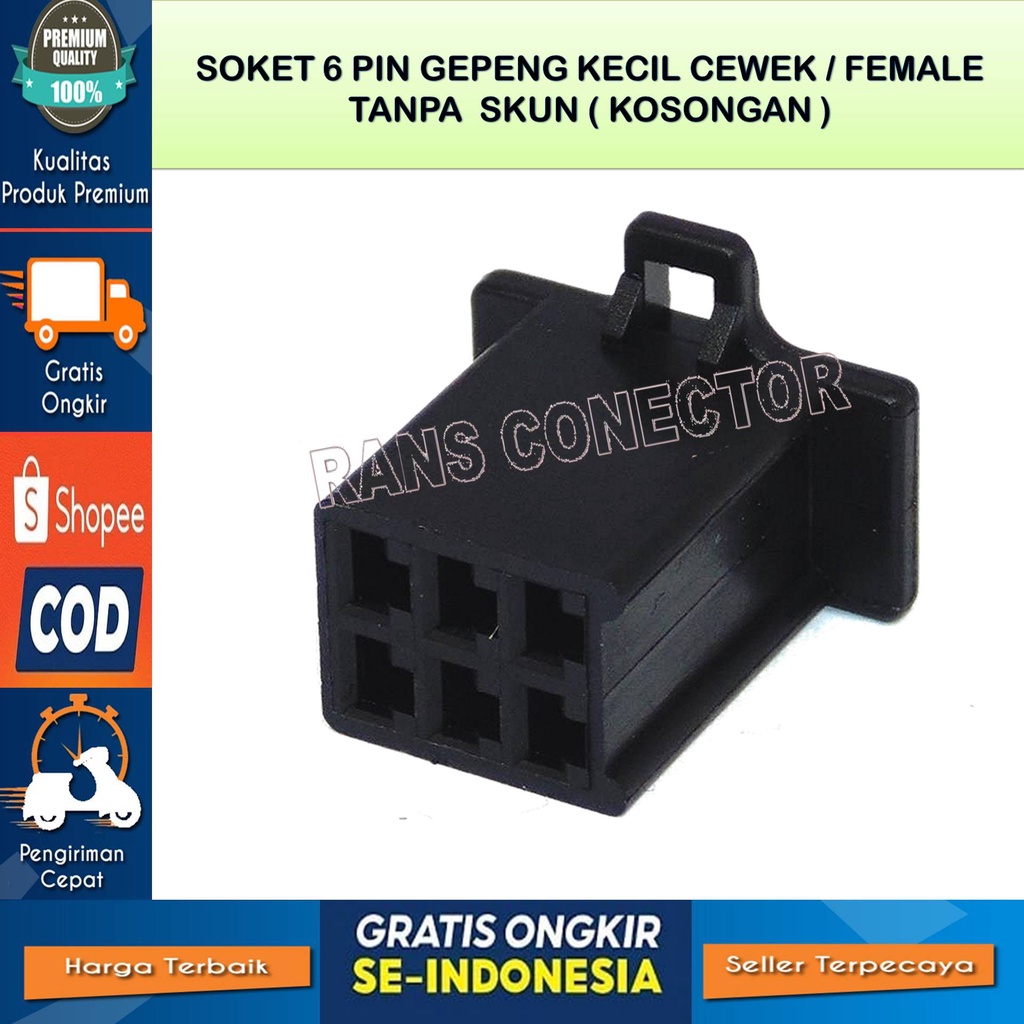 SOKET 6 PIN FEMALE HITAM SOKET KABEL 6 PIN FEMALE HITAM SOKET 6 PIN  KECIL BAHAN NILON TAHAN PANAS