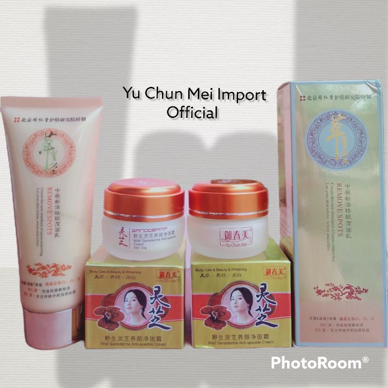 Yu Chun Mei Gold Gingseng GANODERMA Day Cream, Night Cream, Facial foam [ SIANG, MALAM, SABUN ]