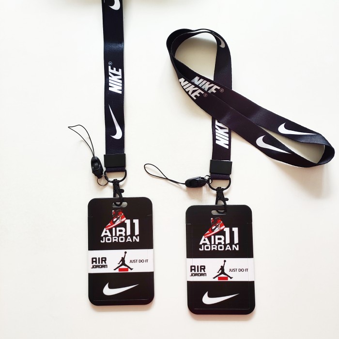 

Best Seller Id Card Holder Name Tag Lanyard / Kalung Kartu Black White Nike Aj 2