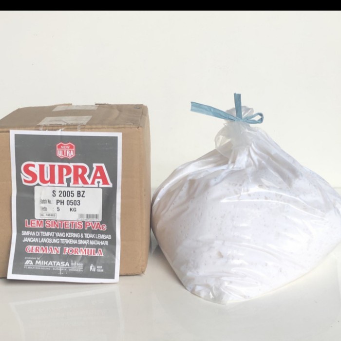 

:<:<:<:<] LEM PUTIH SUPRA 5KG LEM PVAC KAYU HPL RACOL KERTAS ISI BANYAK KENTAL