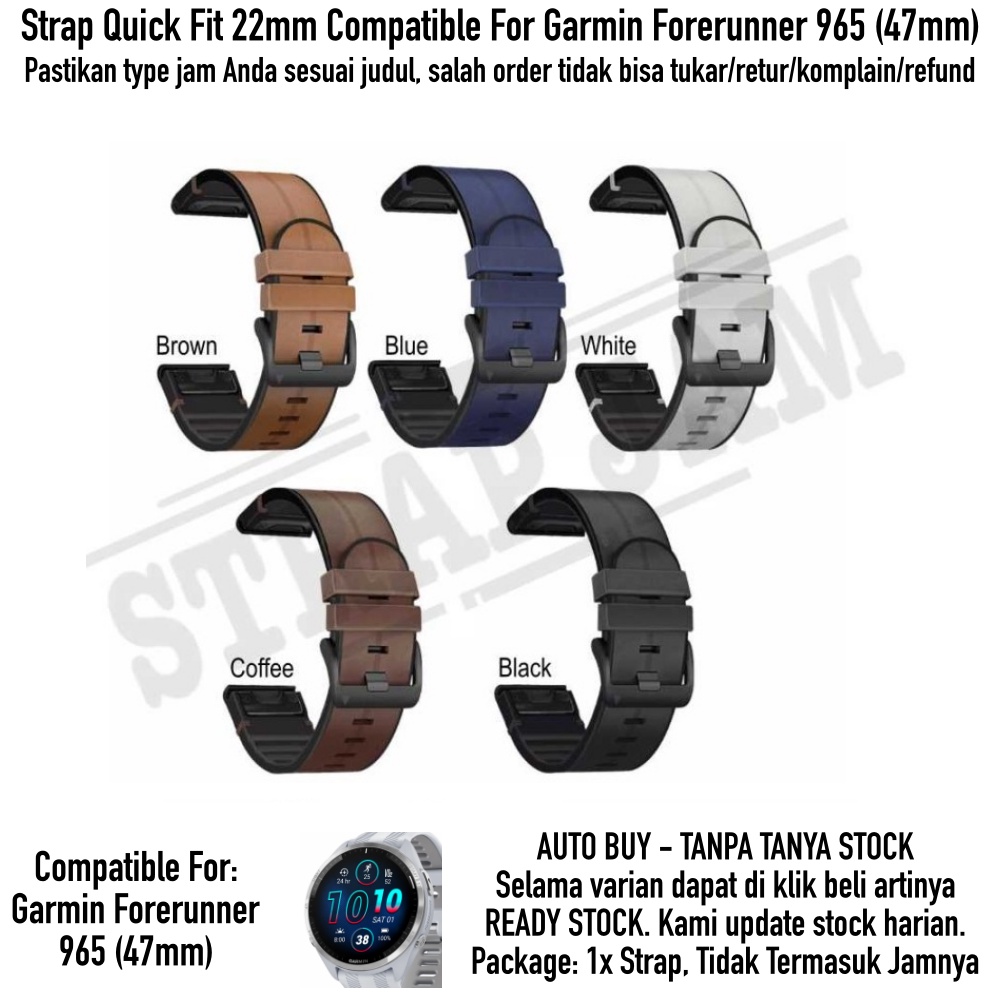 Strap Garmin Forerunner 965 (47mm) - Tali Jam Quick Fit 22mm Hybrid Layer