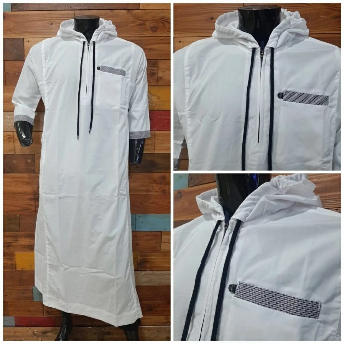 Jubah Anak Tanggung Laki Laki - Gamis Anak Remaja Reglan Hodie Al-Amwa - Putih, 14 Termurah D5A3