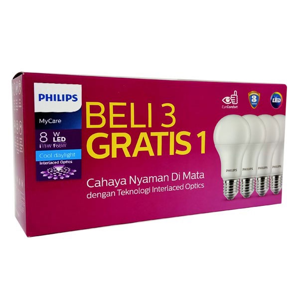 PHILIPS LEDBULB 8W E27 6500K - LAMPU