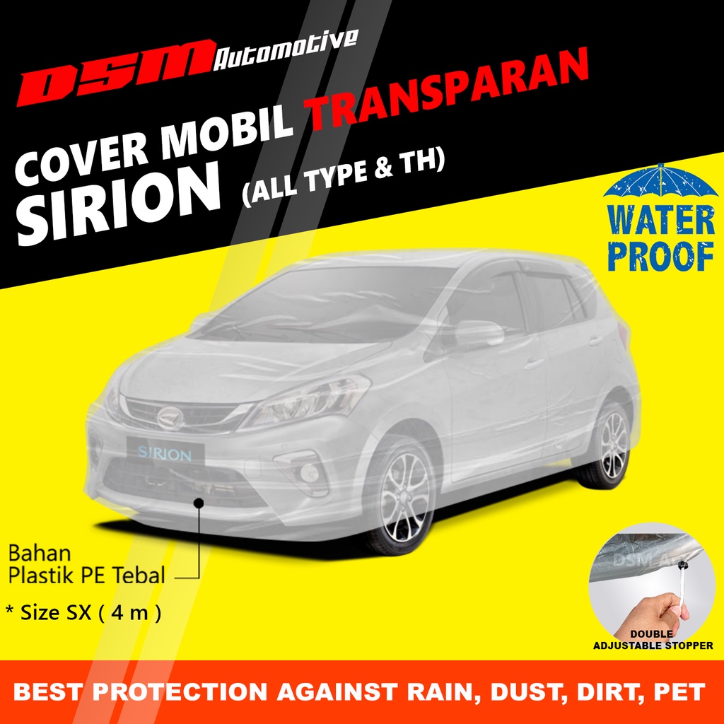 Cover Mobil Daihatsu Sirion Transparan / Plastik Tebal Waterproof Outdoor Indoor