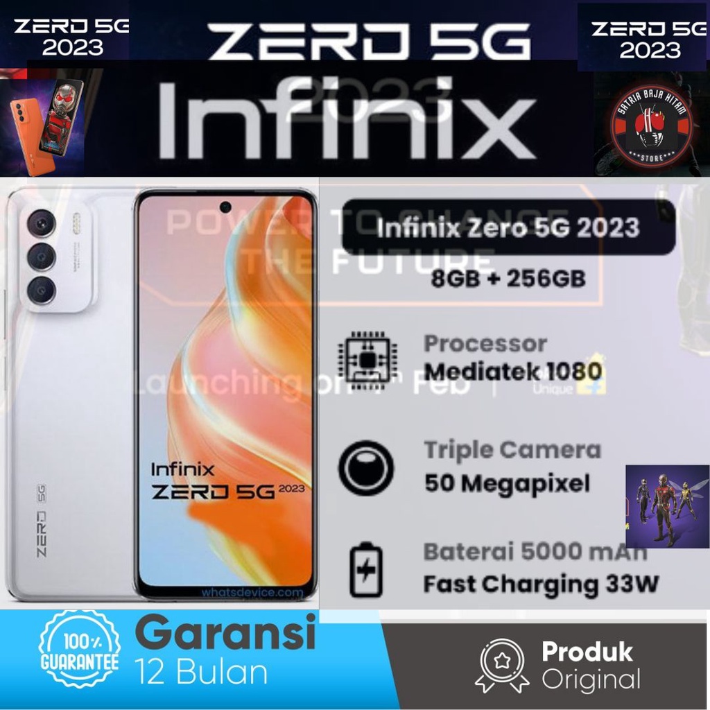 Infinix Zero 5G 2023 8/256GB [RAM 8GB+ 5GB Extend]-NFC-Garansi Resmi