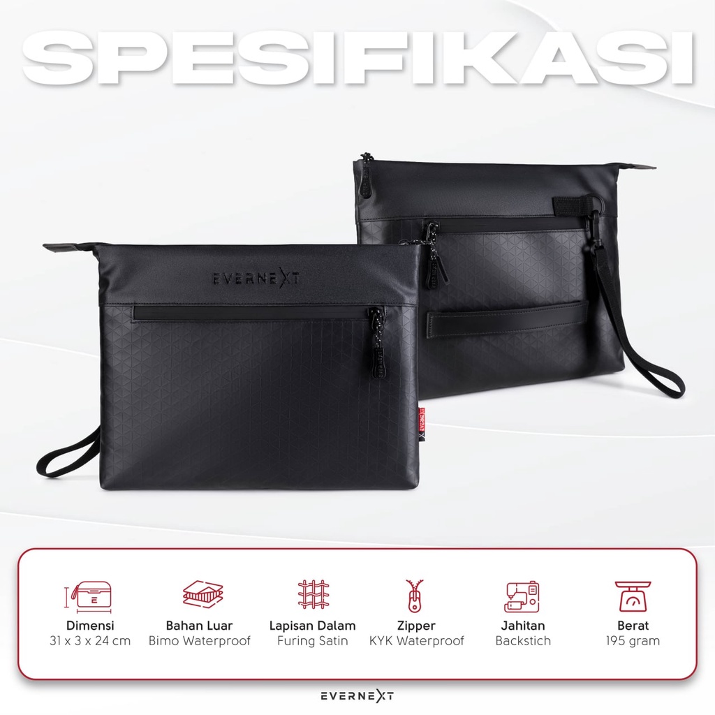 Hand Bag Tas Tangan Pria Clutch Bag Organizer Pouch Bag Casual Hitam Anti Air - HITAM