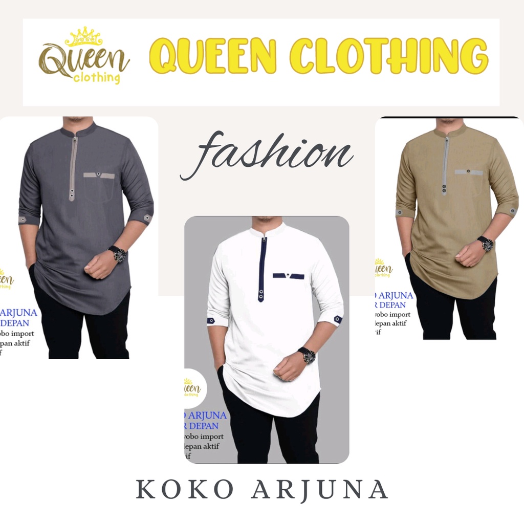 QC KOKO ARJUNA Toyobo Zipper Terbaru 2021 / COD / (6 Warna, XL) / Baju Muslim Koko Qurta Pria Dewasa