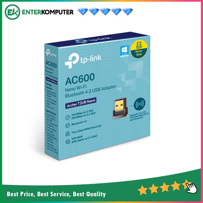 TP-Link AC600 Nano Wi-Fi Bluetooth 4.2 USB Adapter - Archer T2UB Nano