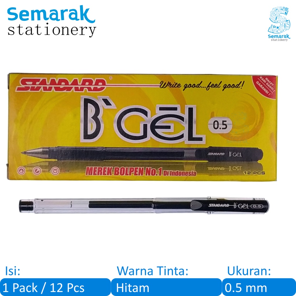 

Standard BGel Pulpen Jel H2O Gel 0.5 - Hitam [1 Pack / 12 Pcs]