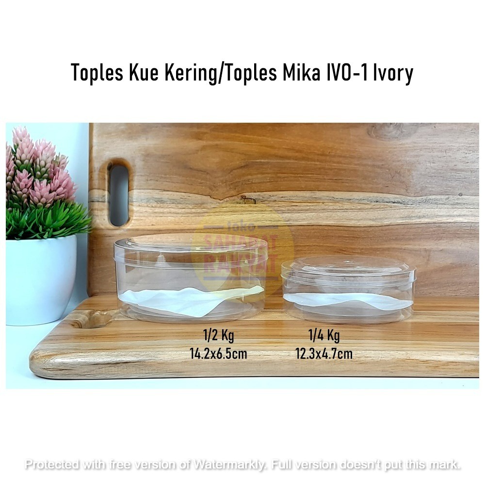 [1pcs]BJ-Toples Kue Kering/Toples Mika IVO-1/IVO-2 Ivory ¼ kg & ½ kg