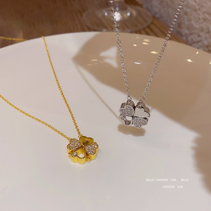 Kalung Baja Titanium Hati Magnetik Mode Baru Untuk Wanita Kalung Choker Dua-Pakai