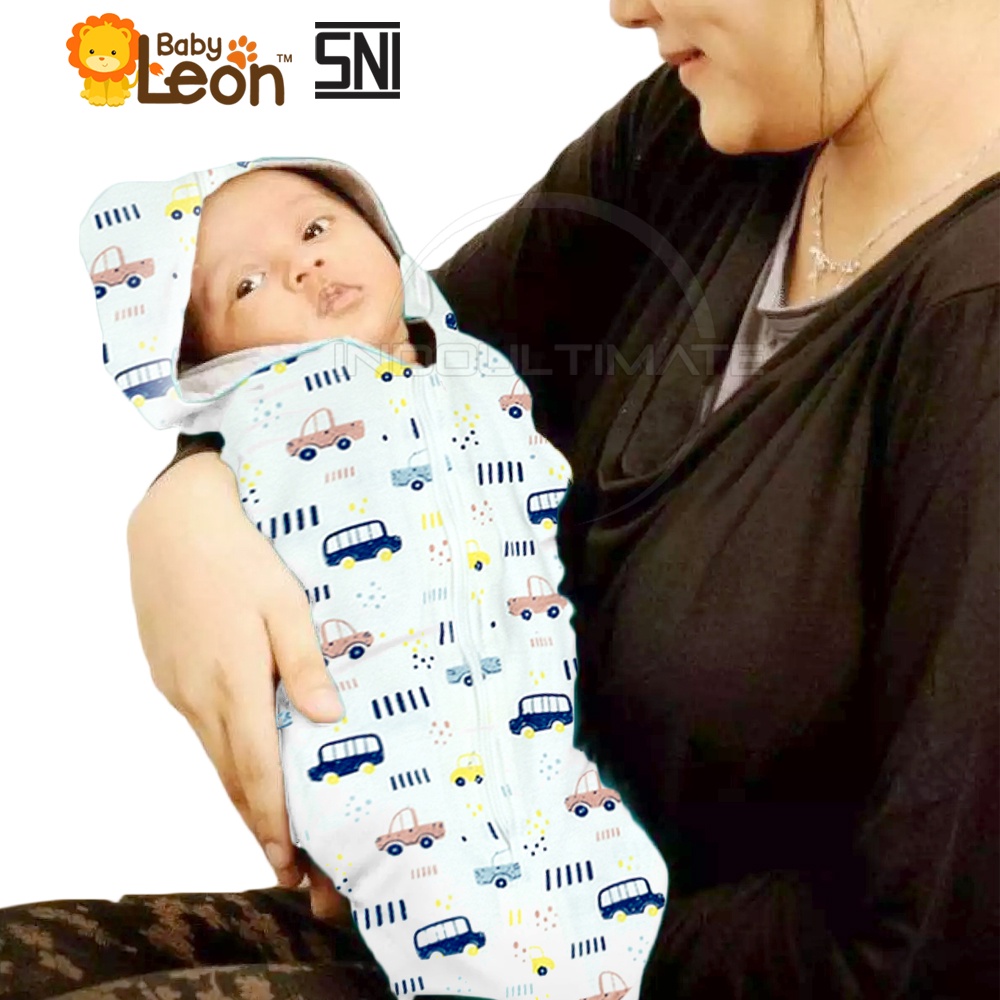 1 Pcs Bedong Hoodie Instan Bedong Bayi Instan BABY LEON BC-105-1 Baju Bayi Perlengkapan Bayi