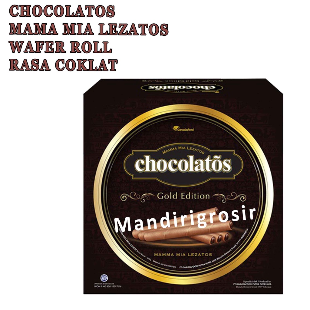 Mama Mia Lezatos* Chocolatos* Wafer Roll* Rasa Cokelat*350g