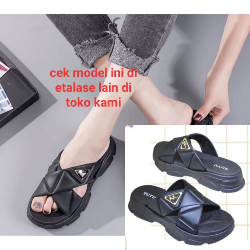 Sandal Wanita Terbaru Sandal Selop Wedges Tali Silang Sendal Jelly Perempuan Korea Kekinian