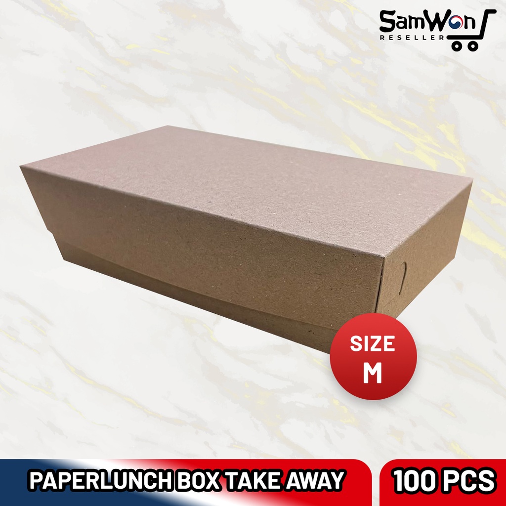 

Paper Lunch Box 100pcs Takeaway Box Kotak Makan Coklat