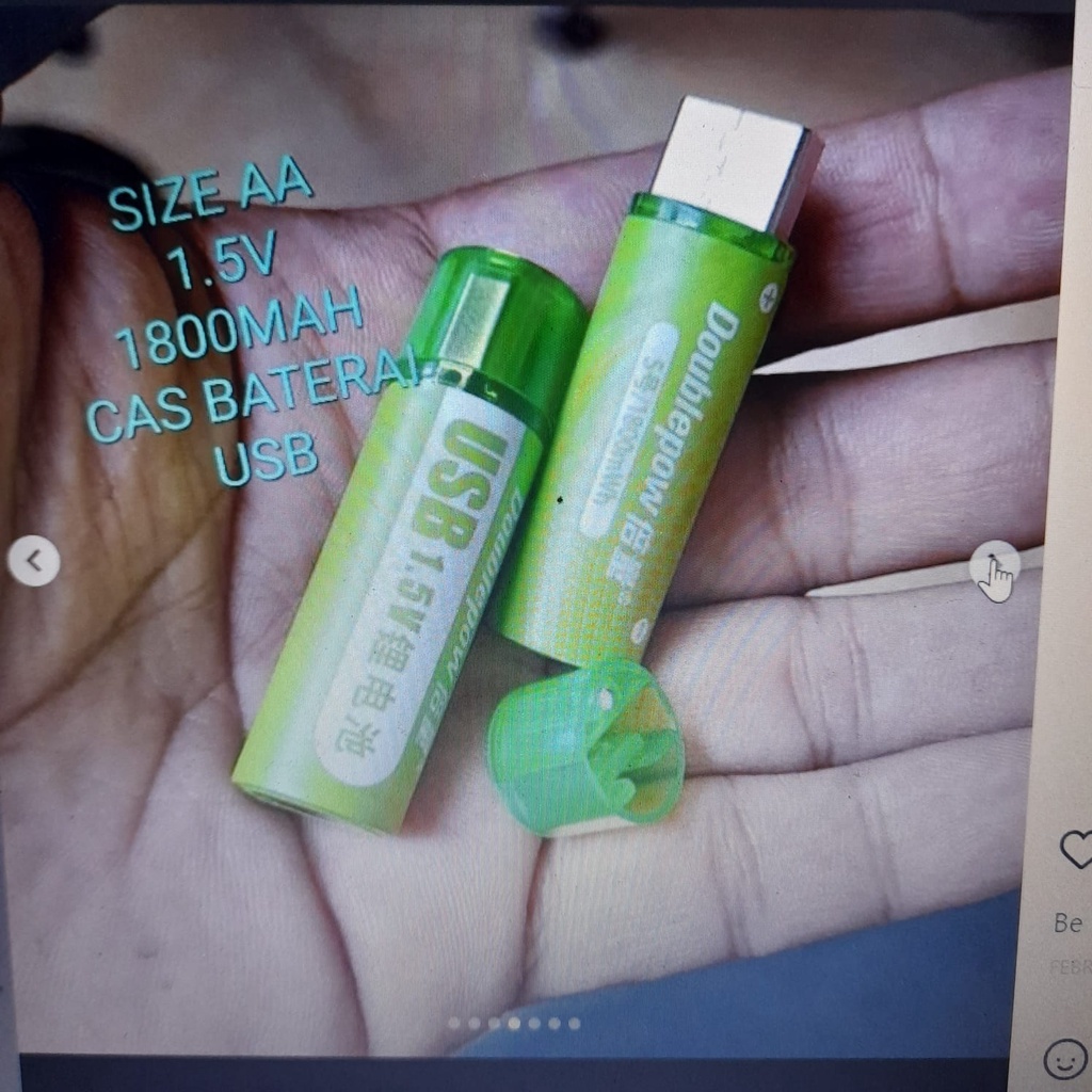 G668 DOUBLEPAW USB BATERAI CAS AA A2 1800 MAH 1.5V SEPASANG SET BATERRY BATERE BATERY BATU CASAN CHA