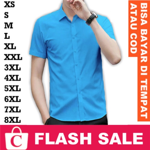 8XL 7XL 6XL 5XL 4XL 3XL XXL XL L M S XS Kemeja Pria Hem Cowok Shirt Jumbo Big Size Pendek Polos Plai