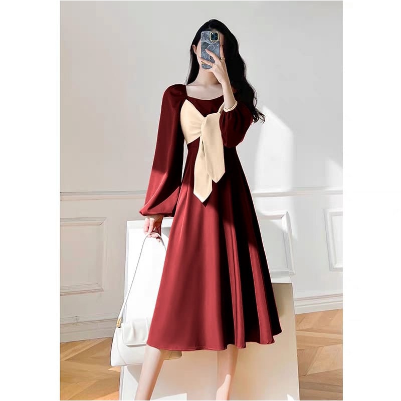 [MCFK] Dress Ribbon / Dress Wanita Terbaru / Dress Cantik Wanita Dewasa / Pakaian Wanita Modern / Dress Lebaran / Outfit Recomend Kondangan Terbaru