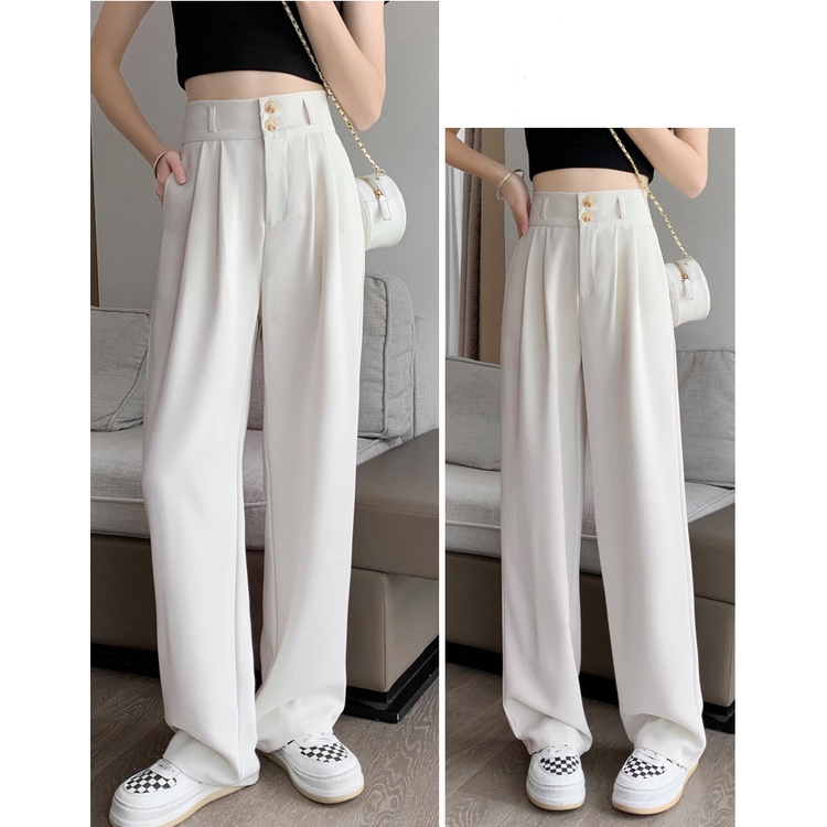 Krem Highwaist Kulot Loose Celana Panjang Wanita Korea Style Kekinian