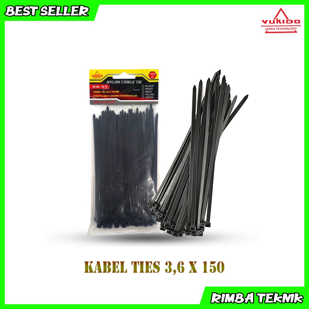 Kabel Ties Hitam 3.6x150mm / 15cm 1 Pack Isi 100pcs Cable tie/kabel tis Nylon