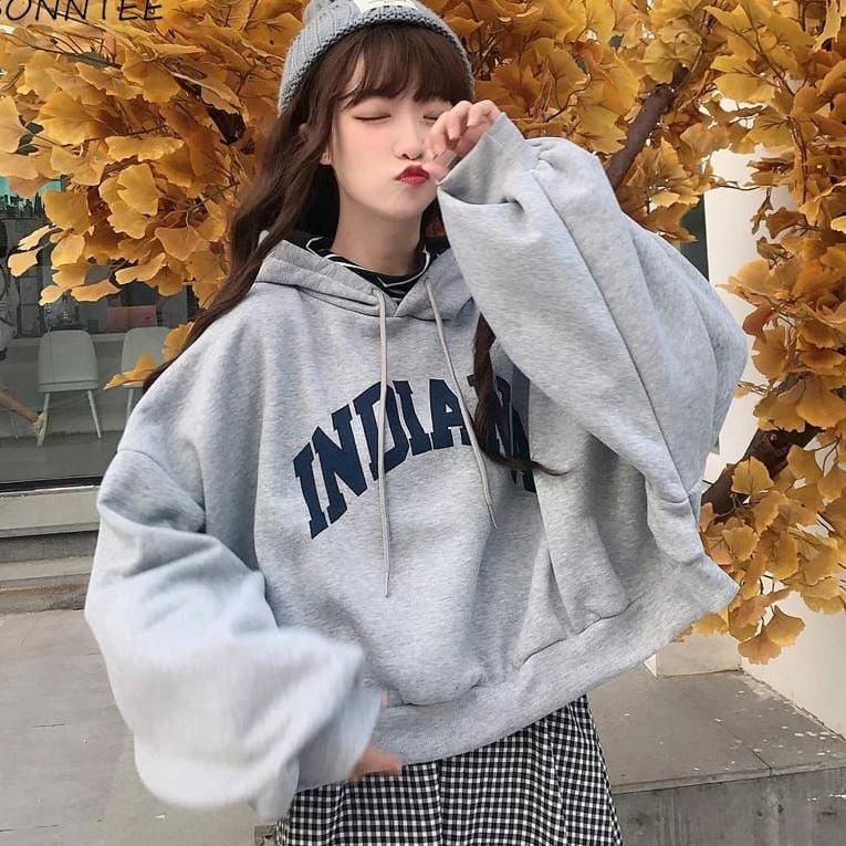 READY crop oversize fleece tebal / SWEATER INDIANA CROP HODIE