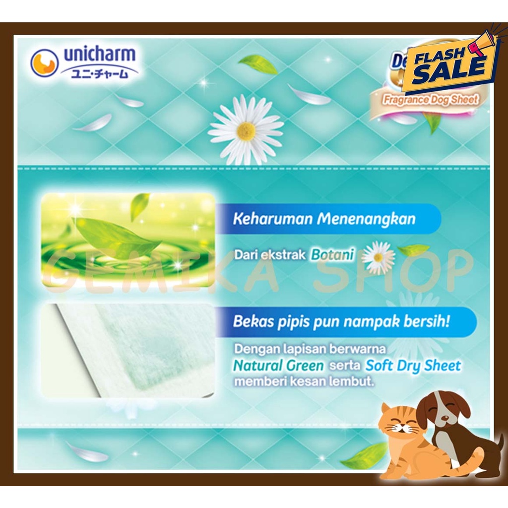 DEO SHEET UNICHARM SMALL DOG ALAS ANJING ( AROMA FLORAL / GREEN )