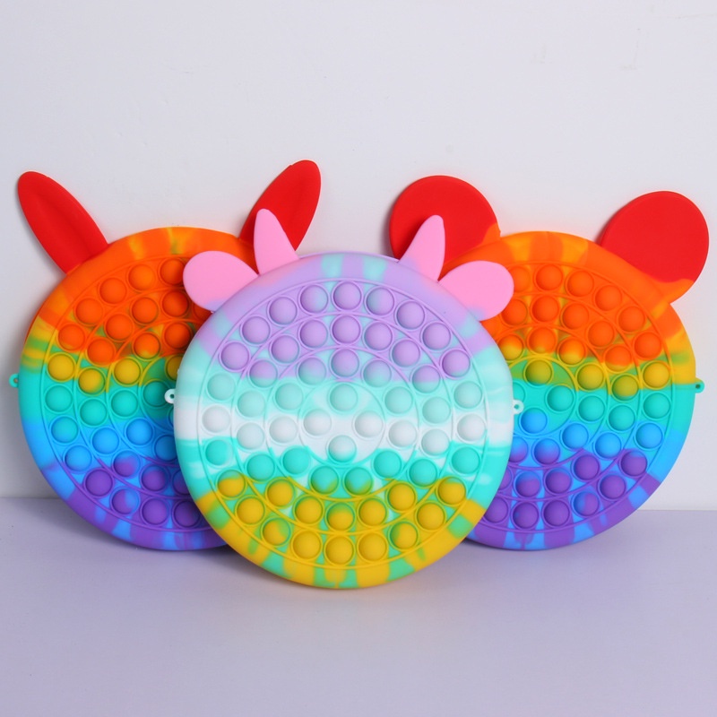 MMM Tas Selempang Pop It Rainbow Bubble Fidget Push Toys Sling Bag Anak Popit Macaroon Bentuk Telinga Hewan Untuk Anak Anak Dan Dewasa Murah Import