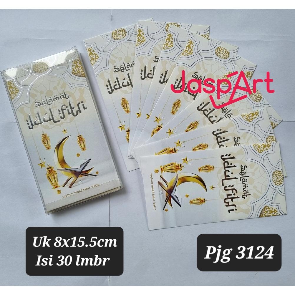 

ANGPAO AMPLOP LEBARAN IDUL FITRI PANJANG KEMASAN MIKA ISI 30 PREMIUM EMBOSS SILVER .