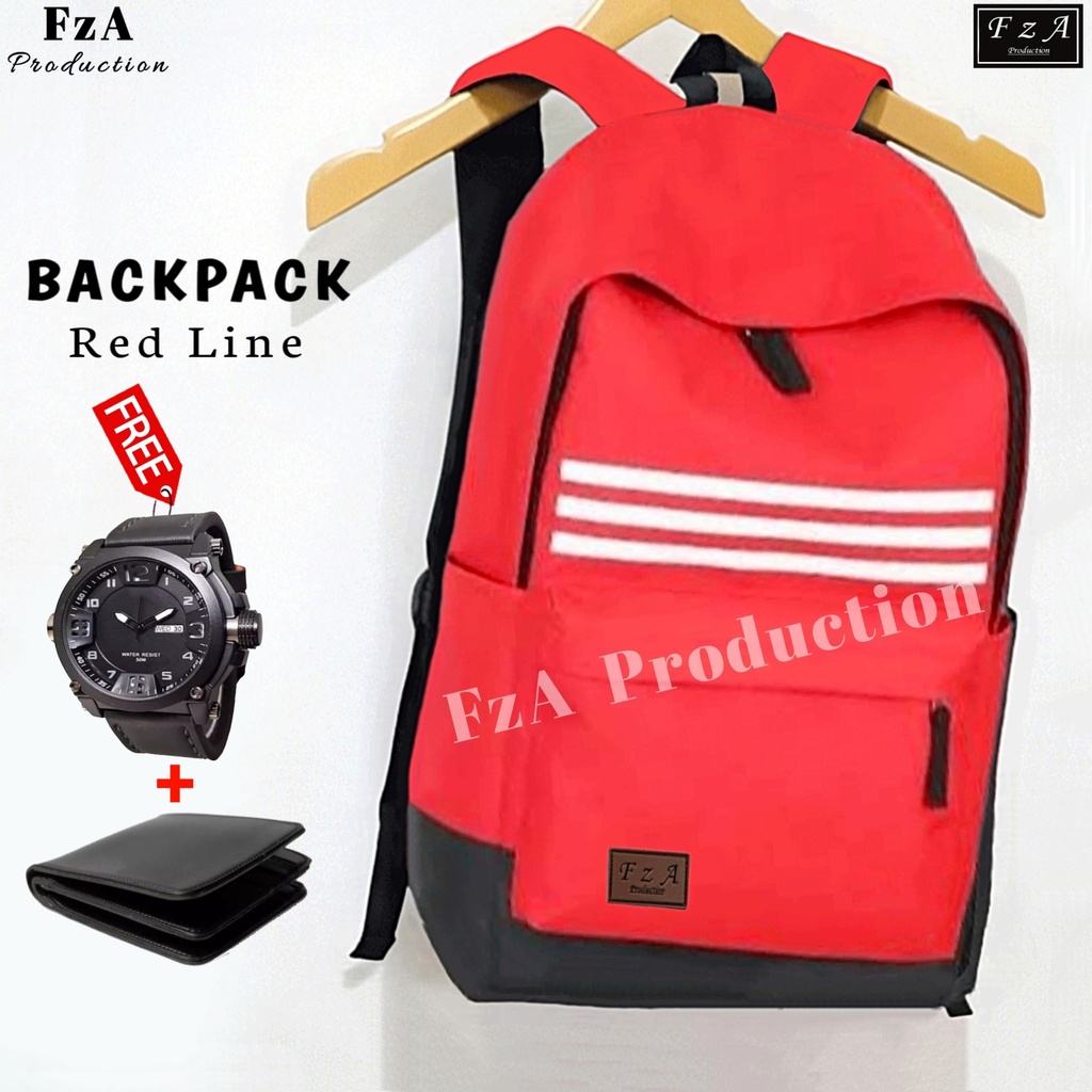 FzA Official - Tas Ransel Gendong Laptop Distro Sekolah Kuliah Pria Wanita Backpack Original Tas Punggung Laptop - Red LN