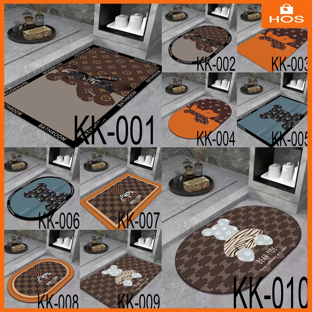 Keset Kaki Diatomite Anti Slip OVAL/PERSEGI Motif Terbaru KODE KK Ukuran 40x60CM  I Happyonshop