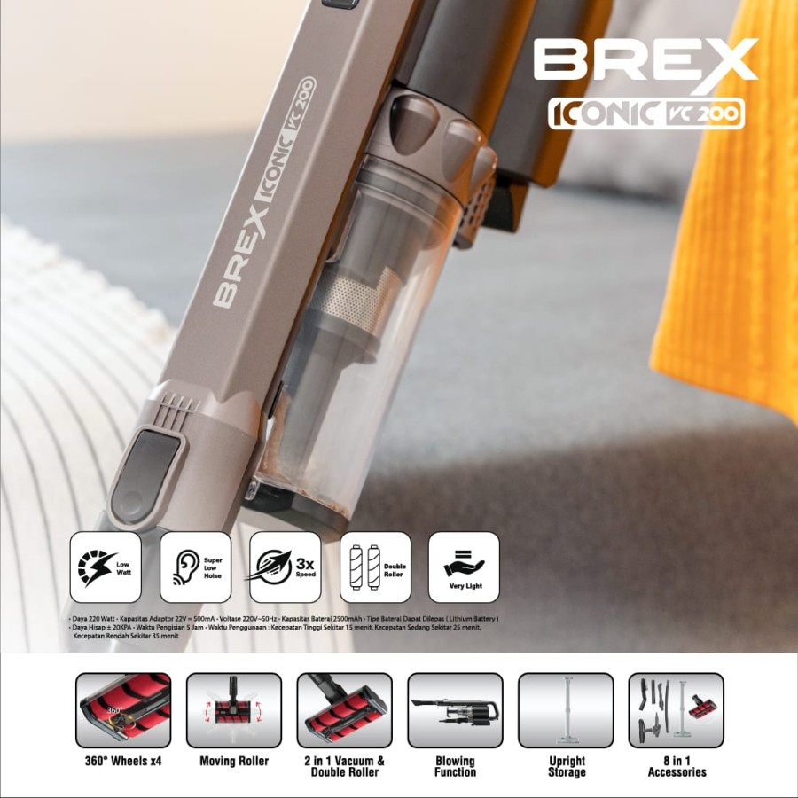 BREX Cordless Vacuum Cleaner 3in1 VC200 Tanpa Kabel