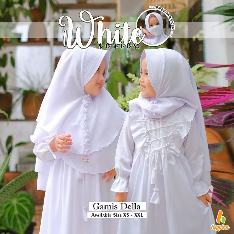 HEPPINN Set Gamis Anak Putih Series DELLA Manasik Katun Madinah Adem