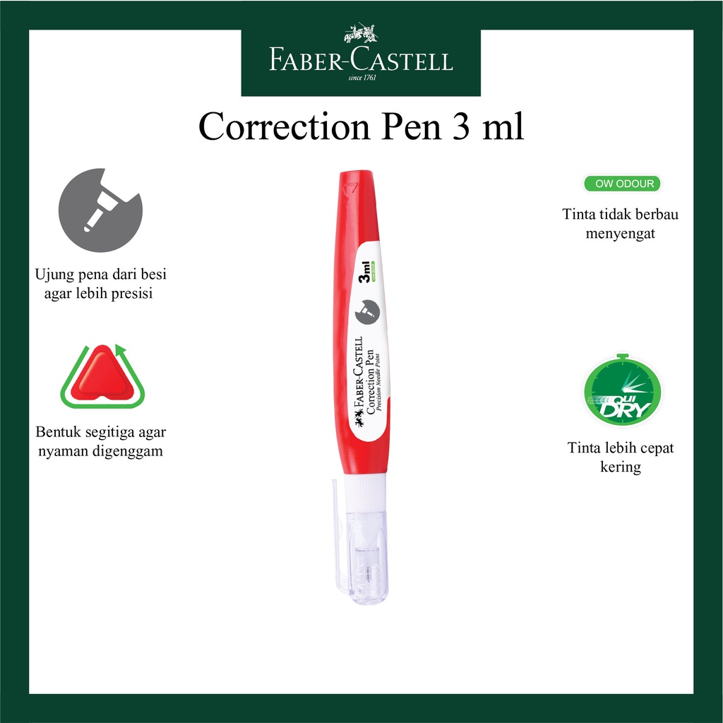 

Correction Pen Faber Castell 3ML tipe x penghapus tinta pulpen