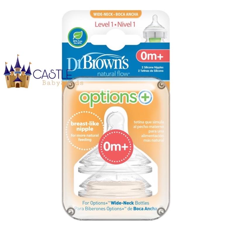 Castle - Dr. Browns Options+ Wide Neck Silicone Nipple 2PK - Dot Botol Susu