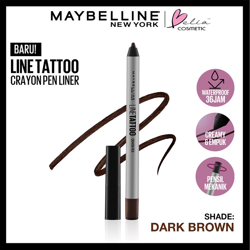 ❤ BELIA ❤ MAYBELLINE Line Tattoo Crayon Pen Linerl- Makeup Eyeliner Waterproof Tahan Air Long Lasting Black | Pensil Eyeliner