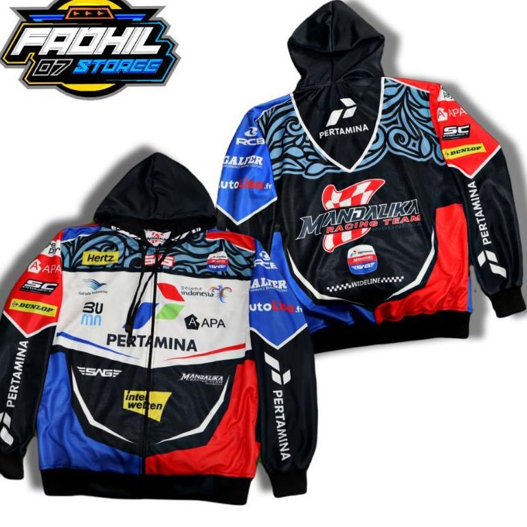 MENARIK JAKET RACING MANDALIKA/JAKET RACING /JAKET RACING STAR/ BALAP PRINTING DEWASA PRIA WANITA