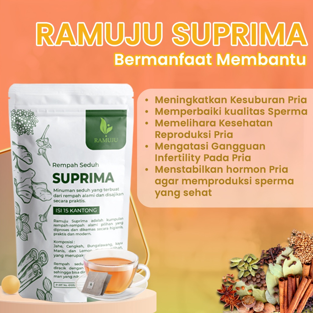 Ramuju Subur Pria - SUPRIMA Rempah Seduh Kesuburan Pria ( Paket 15 hari ) | Herbal Kesuburan Pria | Obat Promil Suami