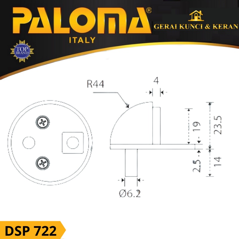 DOOR STOPPER  FLOOR KEONG  PENAHAN PINTU KARET RUBBER HITAM SN PALOMA DSP 722