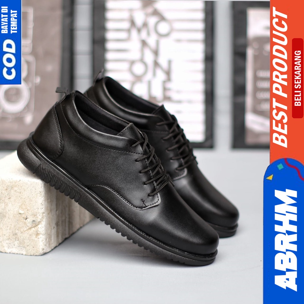 Sepatu Formal Docmart Hitam Pantofel Pria Kerja Kantor Hitam Abrhm Alpes