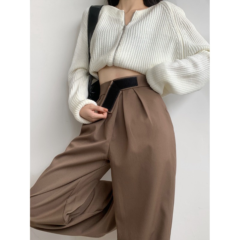 Celana Velcro Kulot Wanita Terbaru Kekinian Loose High Waist Pants Korean Style Celana Bahan Wanita