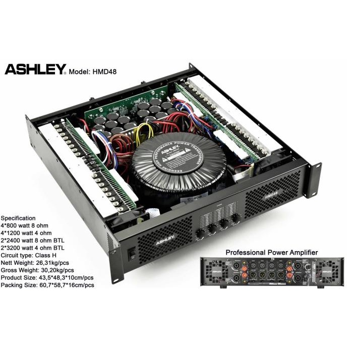 Power Amplifier 4 Channel ASHLEY HMD48 / HMD 48 CLASS H Original