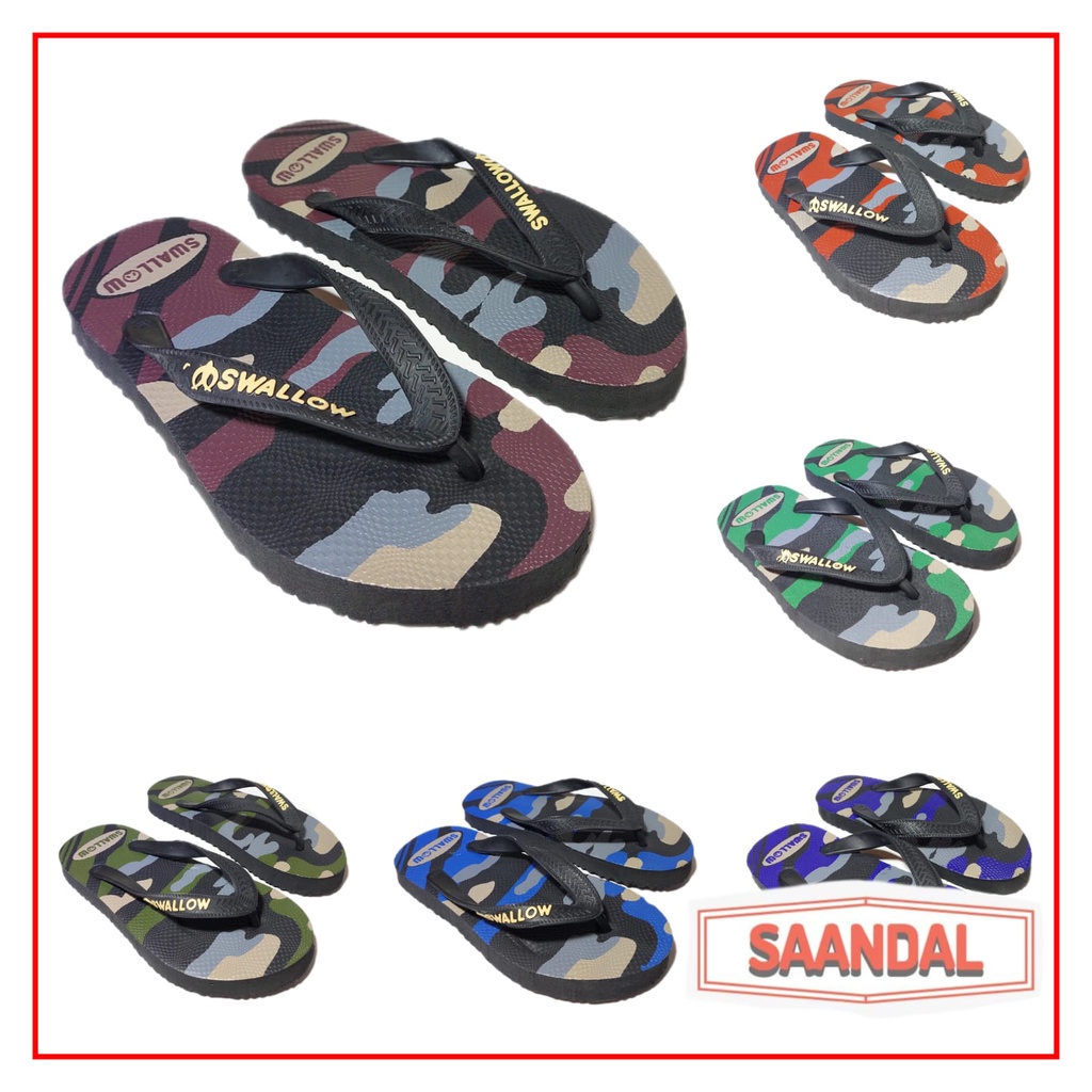 Sandal Jepit Karet Swallow Camo Motif Tentara Anak Laki-Laki Macho Anti Licin